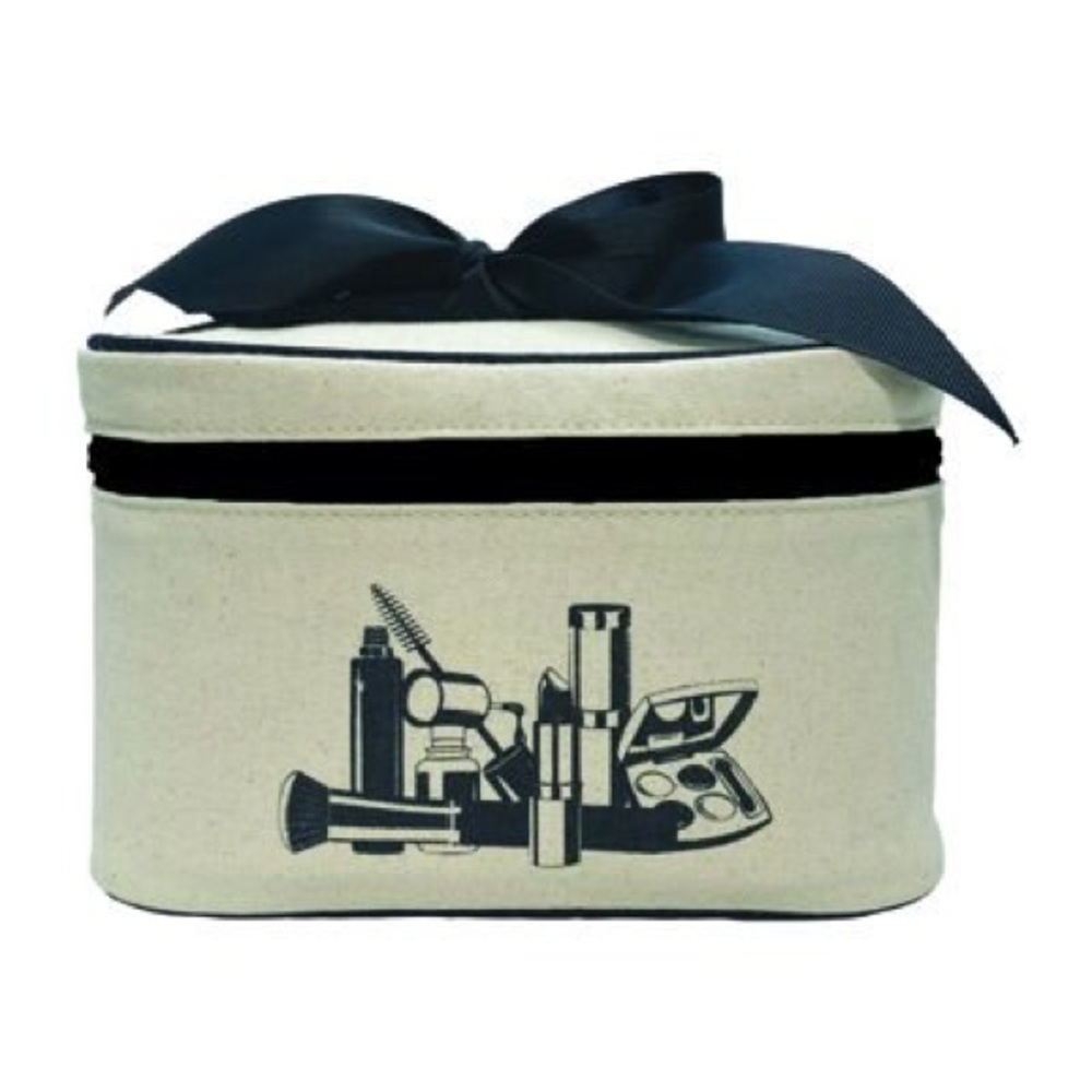 Canvas Makeup Bag with Ribbon